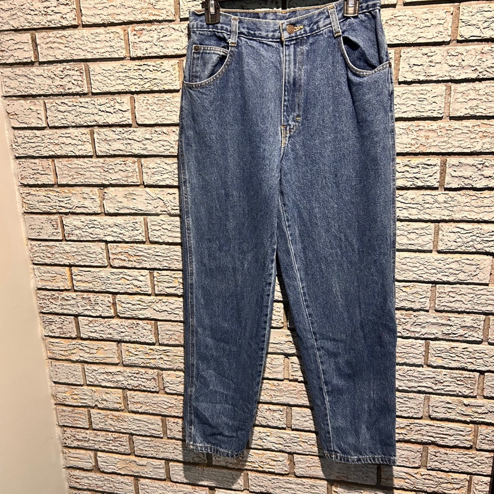 Gitano Vintage High Waisted Mom Jeans Medium Wash Tapered Leg Denim Womens